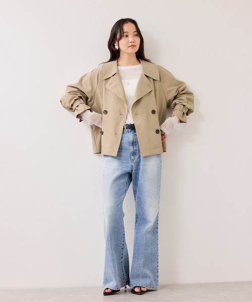 VIS（ビス）の「ショートトレンチコート/UVケア・撥水・花粉ガード（トレンチコート・レディース・ネイビー/ベージュ系その他・FREE）」の4枚目の写真