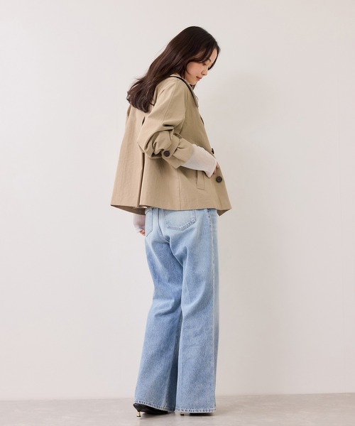 VIS（ビス）の「ショートトレンチコート/UVケア・撥水・花粉ガード（トレンチコート・レディース・ネイビー/ベージュ系その他・FREE）」の5枚目の写真