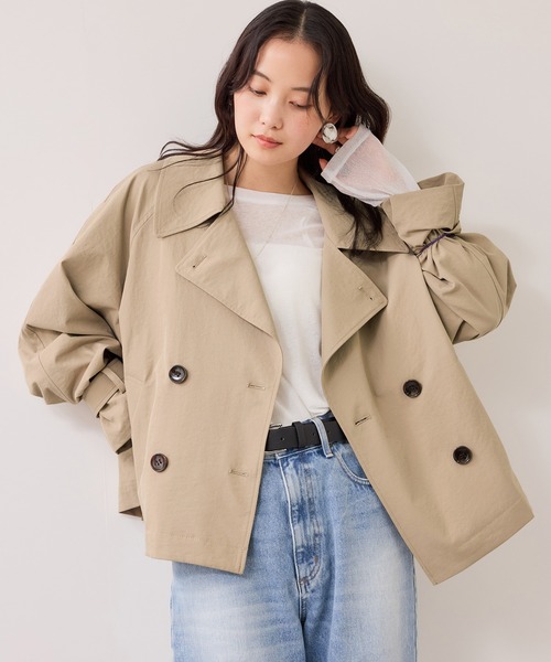 VIS（ビス）の「ショートトレンチコート/UVケア・撥水・花粉ガード（トレンチコート・レディース・ネイビー/ベージュ系その他・FREE）」の7枚目の写真