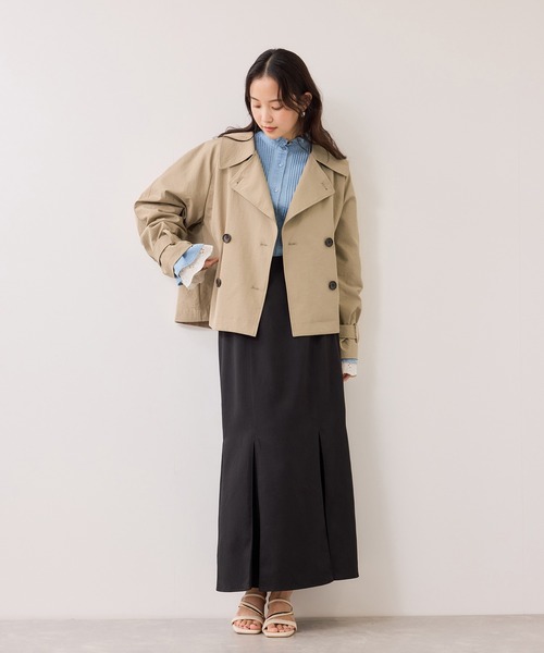 VIS（ビス）の「ショートトレンチコート/UVケア・撥水・花粉ガード（トレンチコート・レディース・ネイビー/ベージュ系その他・FREE）」の10枚目の写真
