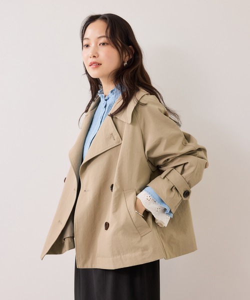 VIS（ビス）の「ショートトレンチコート/UVケア・撥水・花粉ガード（トレンチコート・レディース・ネイビー/ベージュ系その他・FREE）」の11枚目の写真