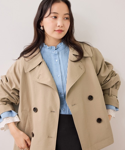 VIS（ビス）の「ショートトレンチコート/UVケア・撥水・花粉ガード（トレンチコート・レディース・ネイビー/ベージュ系その他・FREE）」の12枚目の写真