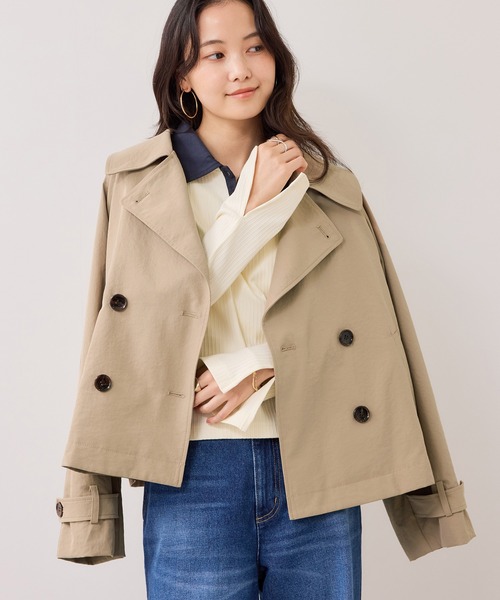 VIS（ビス）の「ショートトレンチコート/UVケア・撥水・花粉ガード（トレンチコート・レディース・ネイビー/ベージュ系その他・FREE）」の16枚目の写真