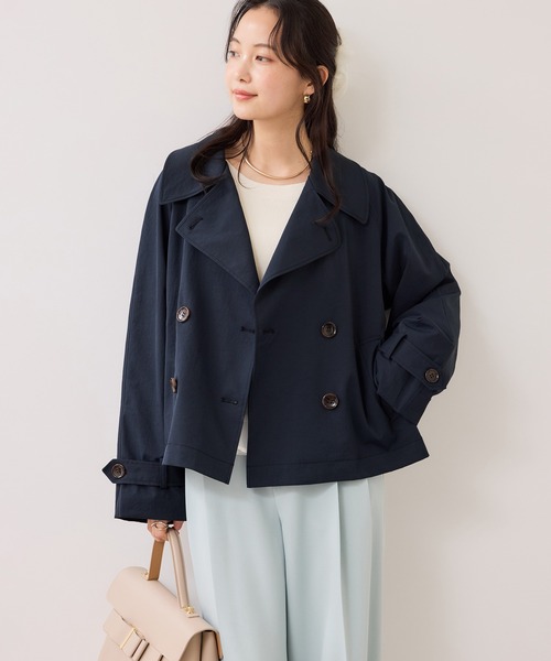 VIS（ビス）の「ショートトレンチコート/UVケア・撥水・花粉ガード（トレンチコート・レディース・ネイビー/ベージュ系その他・FREE）」の20枚目の写真