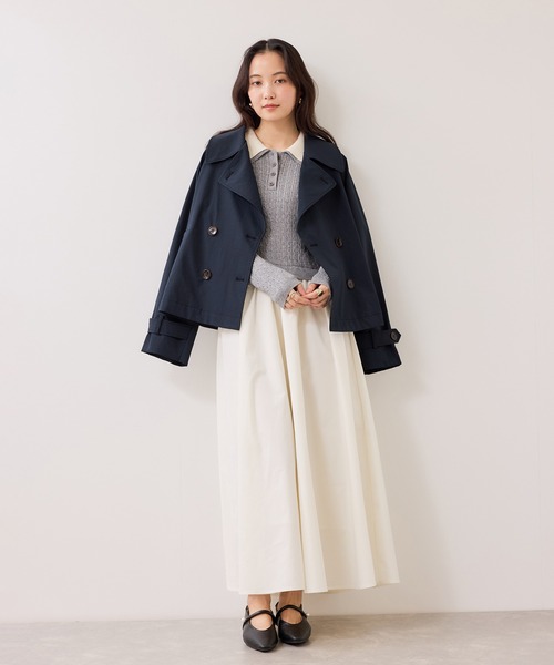 VIS（ビス）の「ショートトレンチコート/UVケア・撥水・花粉ガード（トレンチコート・レディース・ネイビー/ベージュ系その他・FREE）」の21枚目の写真