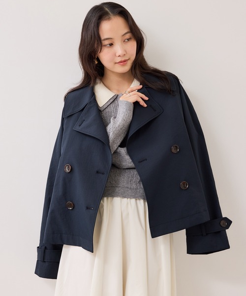 VIS（ビス）の「ショートトレンチコート/UVケア・撥水・花粉ガード（トレンチコート・レディース・ネイビー/ベージュ系その他・FREE）」の22枚目の写真
