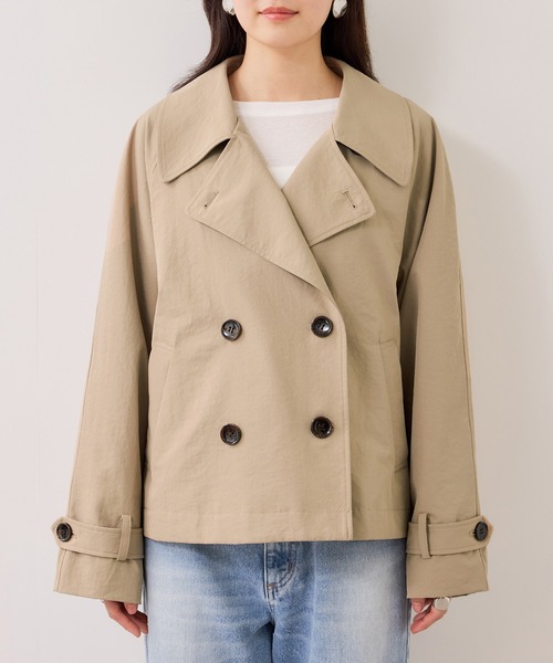 VIS（ビス）の「ショートトレンチコート/UVケア・撥水・花粉ガード（トレンチコート・レディース・ネイビー/ベージュ系その他・FREE）」の21枚目の写真