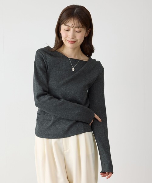 Jayro(ジャイロ)の「ドレープニットプルオーバー(ニット/セーター・レディース・ベージュ/チャコールグレー/ライトグレー/ピンク・M)」の1枚目の写真