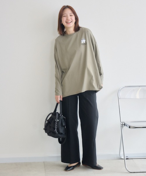 meeny miny(ミーニーマイニー)の「【meeny miny】CAT & BAKES 9456『ドキッ』ロンT(Tシャツ/カットソー・レディース・チャコールグレー/ホワイト/カーキ・M-L/S-M)」の6枚目の写真