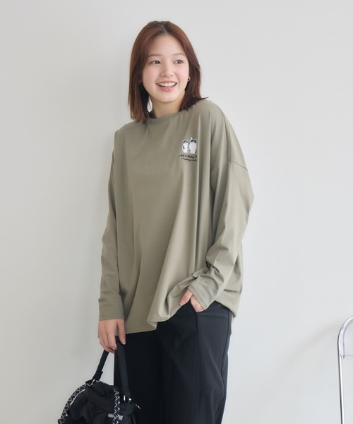 meeny miny(ミーニーマイニー)の「【meeny miny】CAT & BAKES 9456『ドキッ』ロンT(Tシャツ/カットソー・レディース・チャコールグレー/ホワイト/カーキ・M-L/S-M)」の8枚目の写真