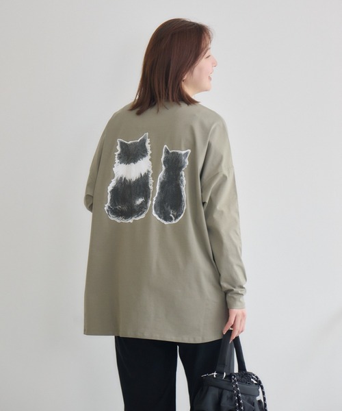 meeny miny(ミーニーマイニー)の「【meeny miny】CAT & BAKES 9456『ドキッ』ロンT(Tシャツ/カットソー・レディース・チャコールグレー/ホワイト/カーキ・M-L/S-M)」の10枚目の写真