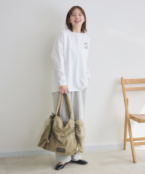 meeny miny(ミーニーマイニー)の「【meeny miny】CAT & BAKES 9456『ドキッ』ロンT(Tシャツ/カットソー・レディース・チャコールグレー/ホワイト/カーキ・M-L/S-M)」の11枚目の写真