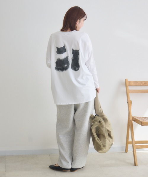 meeny miny(ミーニーマイニー)の「【meeny miny】CAT & BAKES 9456『ドキッ』ロンT(Tシャツ/カットソー・レディース・チャコールグレー/ホワイト/カーキ・M-L/S-M)」の14枚目の写真