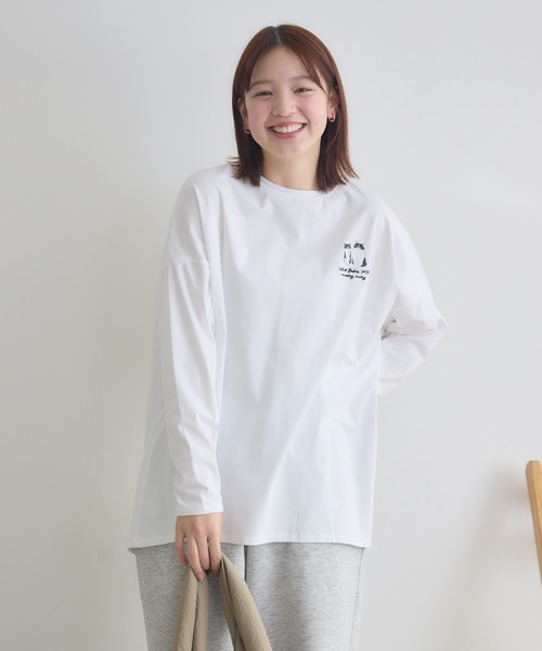 meeny miny(ミーニーマイニー)の「【meeny miny】CAT & BAKES 9456『ドキッ』ロンT(Tシャツ/カットソー・レディース・チャコールグレー/ホワイト/カーキ・M-L/S-M)」の16枚目の写真