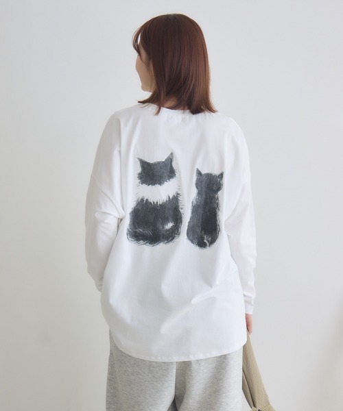 meeny miny(ミーニーマイニー)の「【meeny miny】CAT & BAKES 9456『ドキッ』ロンT(Tシャツ/カットソー・レディース・チャコールグレー/ホワイト/カーキ・M-L/S-M)」の18枚目の写真