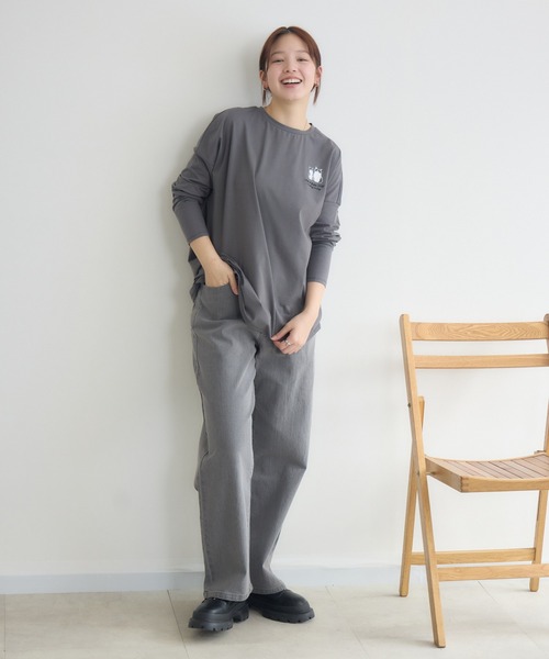 meeny miny(ミーニーマイニー)の「【meeny miny】CAT & BAKES 9456『ドキッ』ロンT(Tシャツ/カットソー・レディース・チャコールグレー/ホワイト/カーキ・M-L/S-M)」の19枚目の写真