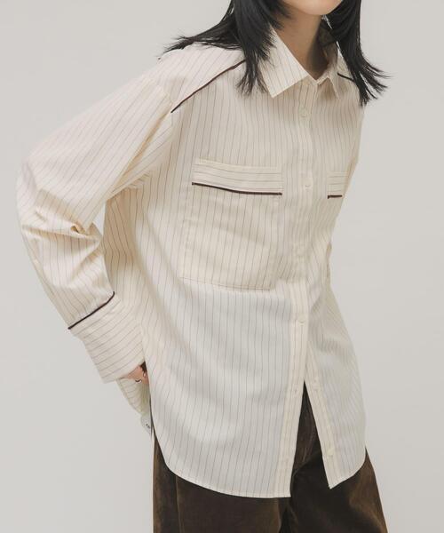 KBF(ケイビーエフ)の「ストライプBIGシャツ(シャツ/ブラウス・レディース・ブラウン/アイボリー・ONE)」の22枚目の写真