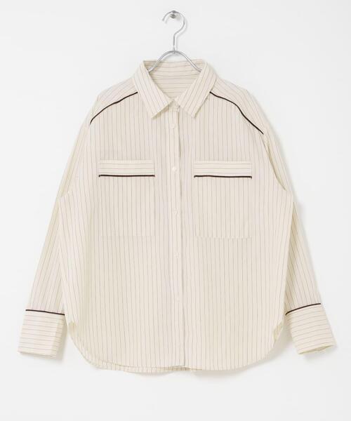 KBF(ケイビーエフ)の「ストライプBIGシャツ(シャツ/ブラウス・レディース・ブラウン/アイボリー・ONE)」の17枚目の写真