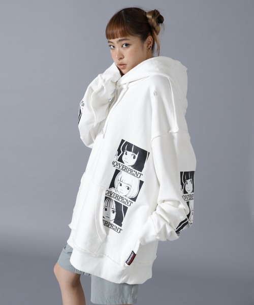 over print(オーバープリント)の「overprint/オーバープリント/SIGNBOARD Hoodie 7th Anniversary(パーカー・レディース・ホワイト/ブラック・L/S/M/2XL/XL)」の3枚目の写真