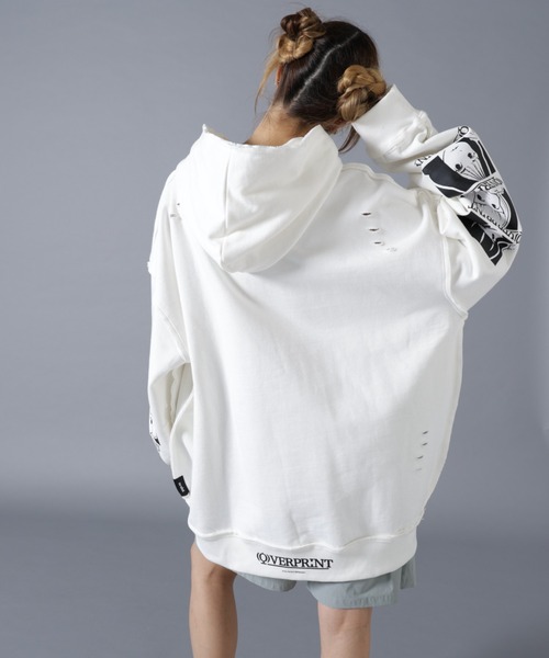 over print(オーバープリント)の「overprint/オーバープリント/SIGNBOARD Hoodie 7th Anniversary(パーカー・レディース・ホワイト/ブラック・L/S/M/2XL/XL)」の4枚目の写真