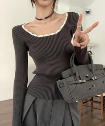 Mayree（メイリー）の「【TUNE】リブカラー薄手ニット（ニット/セーター）」