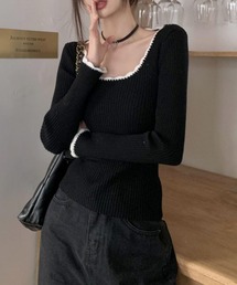 Mayree（メイリー）の「【TUNE】リブカラー薄手ニット（ニット/セーター）」