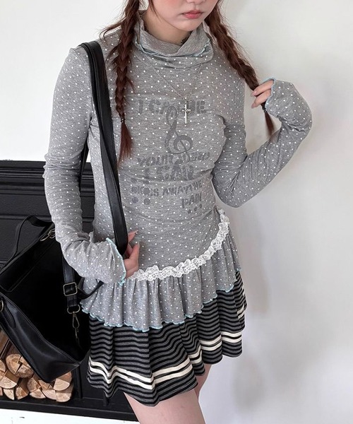 CERCA(チェルカ)の「Nia(ニア)/【ウィッシュコアアイテム】ドット柄 ペプラムトップス(Tシャツ/カットソー・レディース・グレー・MEDIUM)」の8枚目の写真