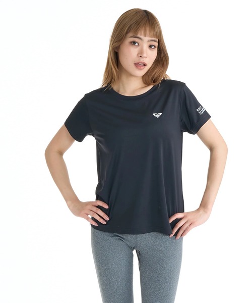 ROXY(ロキシー)の「ROXY ウィメンズ FITNESS FLOW MODE Tシャツ 【2026年春夏モデル】/ロキシーUVカット速乾ワンポイントロゴ半袖Tシャツ(Tシャツ/カットソー・レディース・ブラック/グレー/ミント/ホワイト・LARGE/MEDIUM)」の2枚目の写真