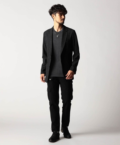 NICOLE CLUB FOR MEN(ニコルクラブフォーメン)の「ワッフルサッカープリント2Bジャケット(テーラードジャケット・メンズ・シルバーグレー/グレー系/ブラック・MEDIUM/LARGE/X-LARGE)」の6枚目の写真