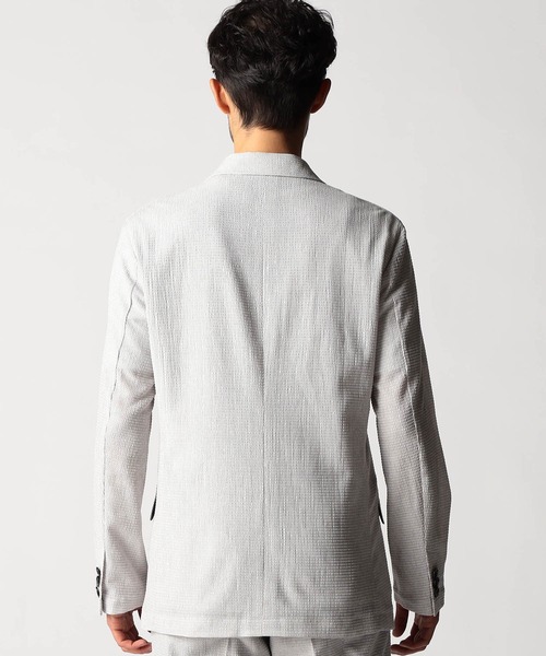 NICOLE CLUB FOR MEN(ニコルクラブフォーメン)の「ワッフルサッカープリント2Bジャケット(テーラードジャケット・メンズ・シルバーグレー/グレー系/ブラック・MEDIUM/LARGE/X-LARGE)」の7枚目の写真