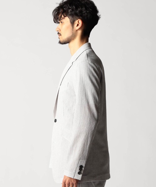 NICOLE CLUB FOR MEN(ニコルクラブフォーメン)の「ワッフルサッカープリント2Bジャケット(テーラードジャケット・メンズ・シルバーグレー/グレー系/ブラック・MEDIUM/LARGE/X-LARGE)」の8枚目の写真