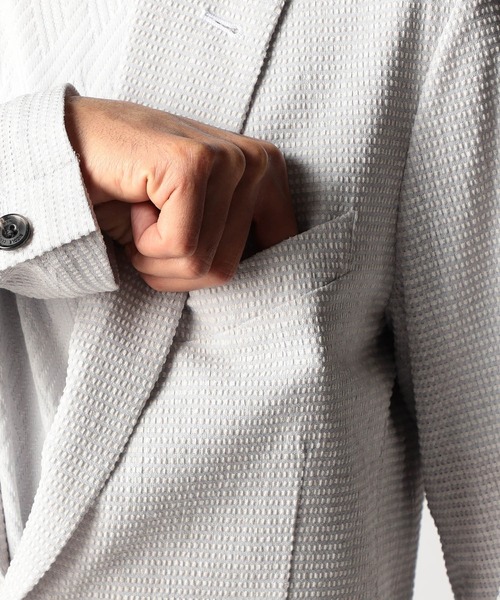 NICOLE CLUB FOR MEN(ニコルクラブフォーメン)の「ワッフルサッカープリント2Bジャケット(テーラードジャケット・メンズ・シルバーグレー/グレー系/ブラック・MEDIUM/LARGE/X-LARGE)」の10枚目の写真