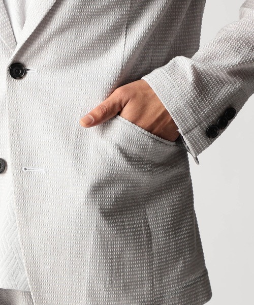 NICOLE CLUB FOR MEN(ニコルクラブフォーメン)の「ワッフルサッカープリント2Bジャケット(テーラードジャケット・メンズ・シルバーグレー/グレー系/ブラック・MEDIUM/LARGE/X-LARGE)」の13枚目の写真