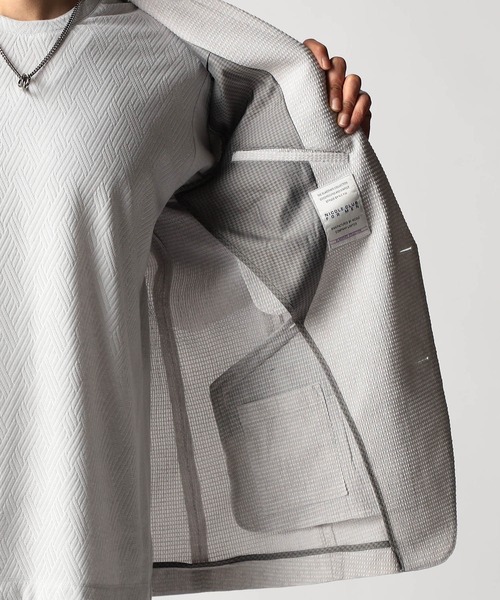 NICOLE CLUB FOR MEN(ニコルクラブフォーメン)の「ワッフルサッカープリント2Bジャケット(テーラードジャケット・メンズ・シルバーグレー/グレー系/ブラック・MEDIUM/LARGE/X-LARGE)」の16枚目の写真