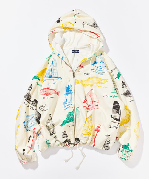 NAUTICA（ノーティカ）の「NAUTICA/ノーティカ OCEAN総柄 ツイル ジップアップ フードブルゾン（ブルゾン・メンズ・ネイビー/その他/オフホワイト・X-LARGE/LARGE/MEDIUM）」の3枚目の写真