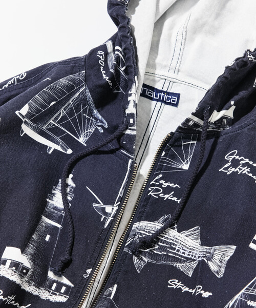 NAUTICA（ノーティカ）の「NAUTICA/ノーティカ OCEAN総柄 ツイル ジップアップ フードブルゾン（ブルゾン・メンズ・ネイビー/その他/オフホワイト・X-LARGE/LARGE/MEDIUM）」の22枚目の写真