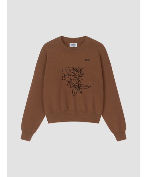 ANNEHEARTS（アンハーツ）の「Rose Sketch Round Knit Brown（ニット/セーター・レディース・その他・FREE）」の3枚目の写真