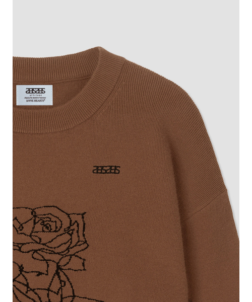 ANNEHEARTS（アンハーツ）の「Rose Sketch Round Knit Brown（ニット/セーター・レディース・その他・FREE）」の6枚目の写真