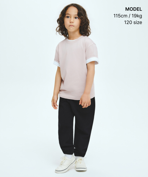 MUSINSA STANDARD KIDS（ムシンサスタンダードキッズ）の「[クールスタンダード] リラックスドクルーネックTシャツ [デザートピンク]（Tシャツ/カットソー・レディース・その他・100/110/120/130/140/150/160）」の2枚目の写真