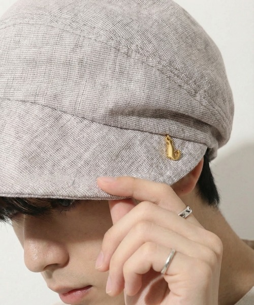 FUNALIVE（ファンアライブ）の「遮光 猫チャーム付きスラブキャスケット（キャスケット・メンズ・アイボリー/ブラック/ブラウン・FREE）」の15枚目の写真