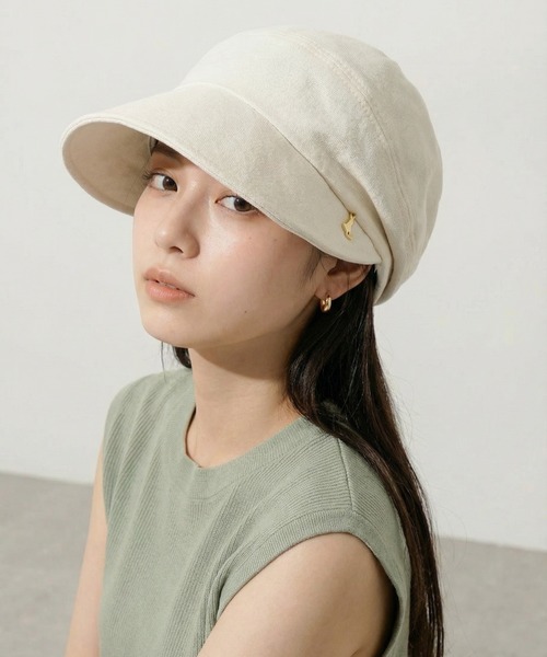 FUNALIVE（ファンアライブ）の「遮光 猫チャーム付きスラブキャスケット（キャスケット・メンズ・アイボリー/ブラック/ブラウン・FREE）」の4枚目の写真