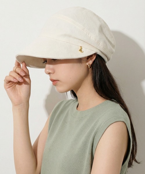 FUNALIVE（ファンアライブ）の「遮光 猫チャーム付きスラブキャスケット（キャスケット・メンズ・アイボリー/ブラック/ブラウン・FREE）」の5枚目の写真