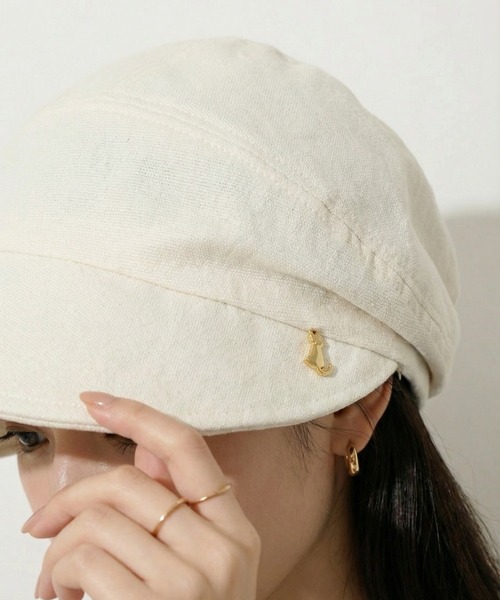 FUNALIVE（ファンアライブ）の「遮光 猫チャーム付きスラブキャスケット（キャスケット・メンズ・アイボリー/ブラック/ブラウン・FREE）」の6枚目の写真