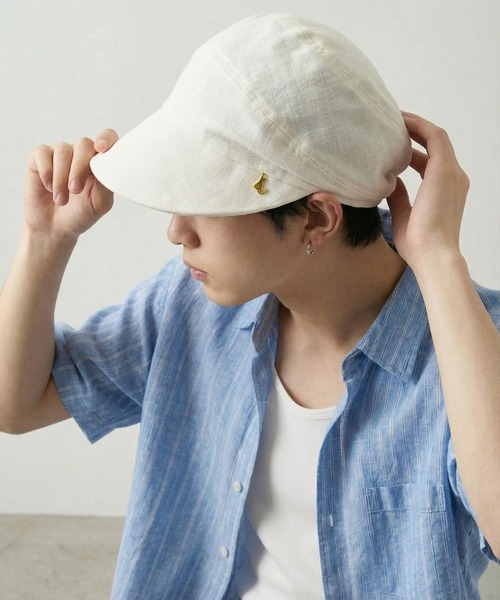 FUNALIVE（ファンアライブ）の「遮光 猫チャーム付きスラブキャスケット（キャスケット・メンズ・アイボリー/ブラック/ブラウン・FREE）」の8枚目の写真