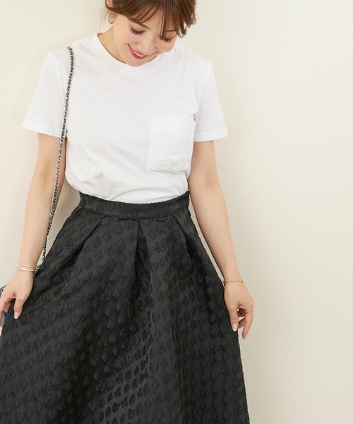 Liala×PG(リアラバイピージー)の「トランプ柄 タック フレア スカート Liala×PG(スカート・レディース・ブラック/アイボリー・S/M)」の4枚目の写真