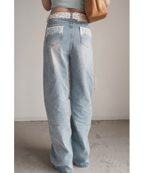SALTMINT（ソルトミント）の「Mood Lace Denim Pants（デニムパンツ・レディース・ライトブルー・S/M/L/XL）」の7枚目の写真