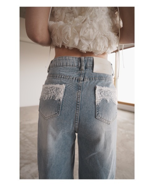SALTMINT（ソルトミント）の「Mood Lace Denim Pants（デニムパンツ・レディース・ライトブルー・S/M/L/XL）」の6枚目の写真