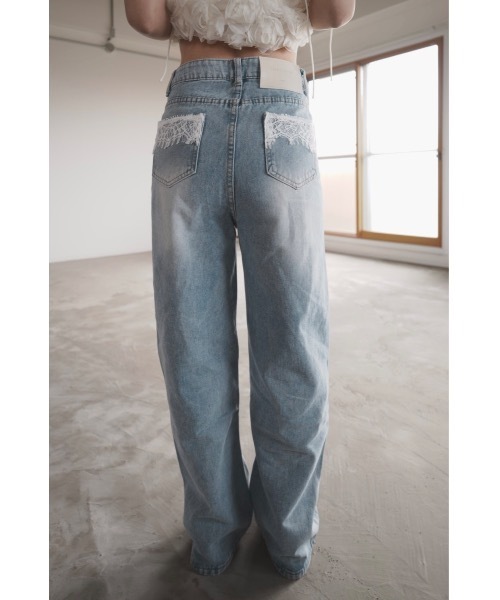 SALTMINT（ソルトミント）の「Mood Lace Denim Pants（デニムパンツ・レディース・ライトブルー・S/M/L/XL）」の5枚目の写真