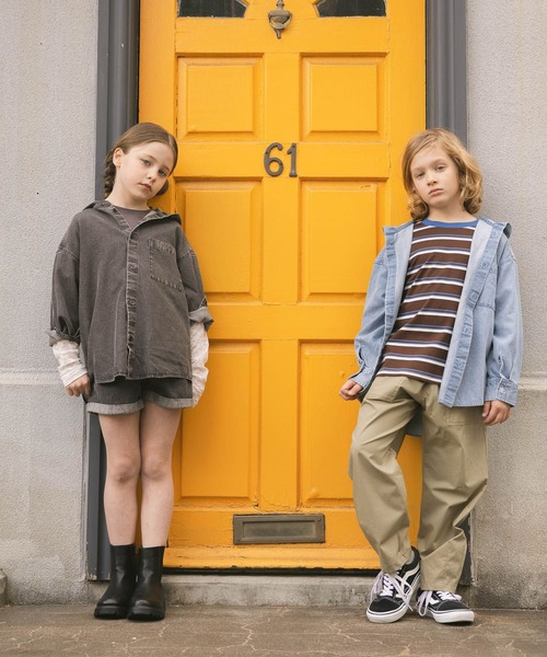 GLOBAL WORK（グローバルワーク）の「ヘビロッTEEボーダー長袖/637853（Tシャツ/カットソー・キッズ・グリーン系その他4/ダークブラウン・140cm/160cm/130cm/150cm）」の4枚目の写真