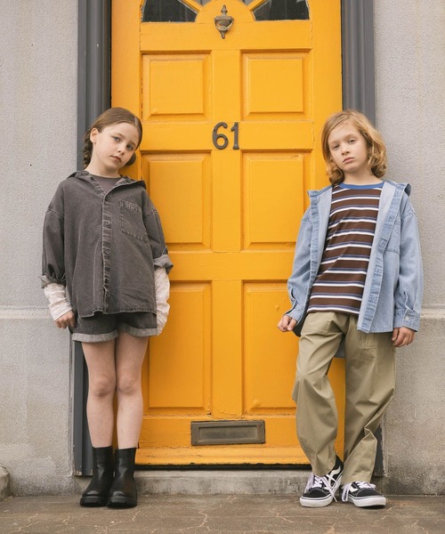 GLOBAL WORK（グローバルワーク）の「ヘビロッTEEボーダー長袖/637853（Tシャツ/カットソー・キッズ・グリーン系その他4/ダークブラウン・140cm/160cm/130cm/150cm）」の5枚目の写真